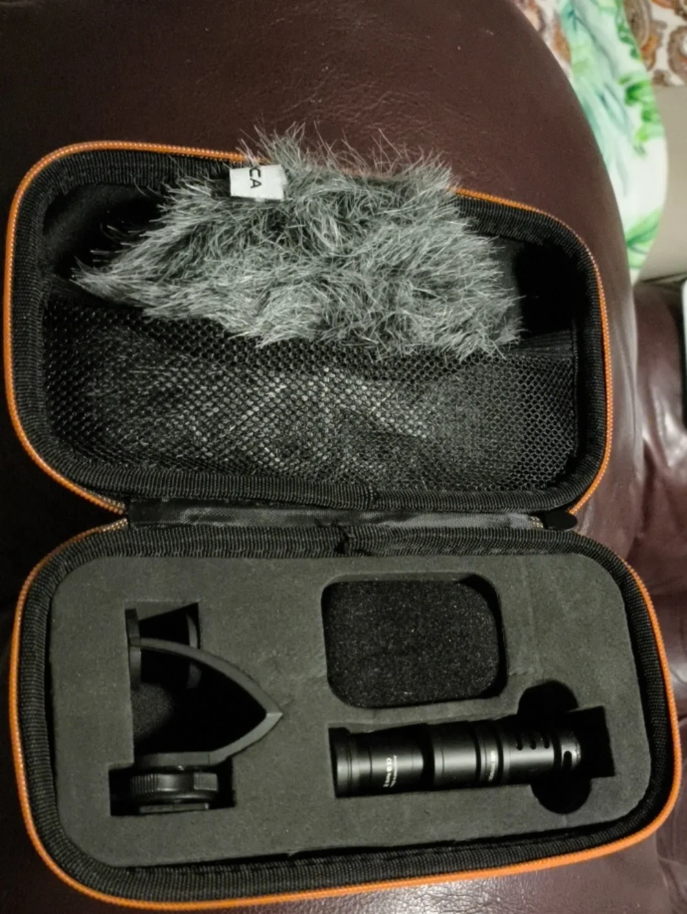 Compact Black Microphone Kit with Gray Furry Windshield